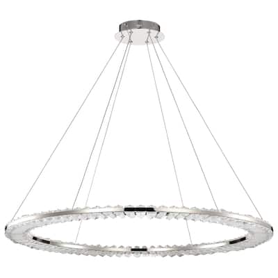 Nova LED 36 Inch Round Pendant Polished Nickel Finish K9 Crystal - Polished Nickel