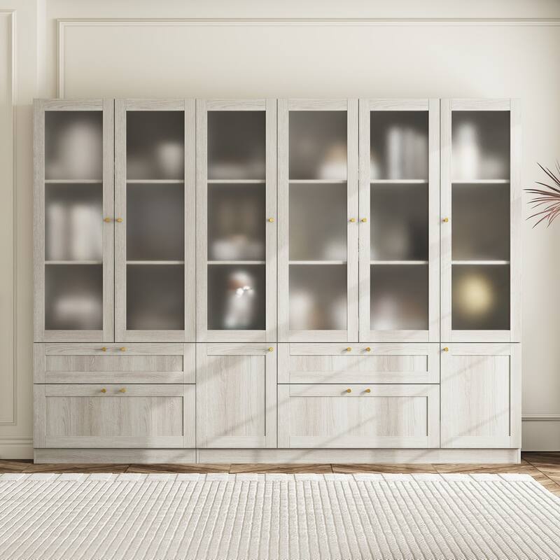 Elegant White Modular Bookcase: Stylish and Flexible Storage Solution for Your Home - 1+2(94.5"W)