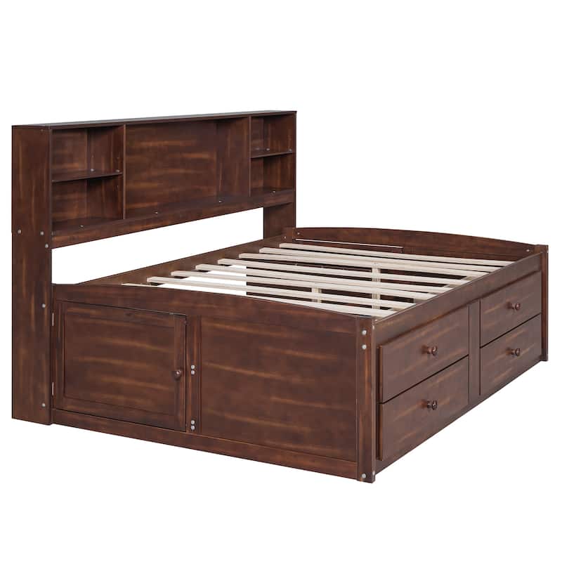 Harper&Bright Designs Full Size Wooden Captain Bed with Ample Storage Space