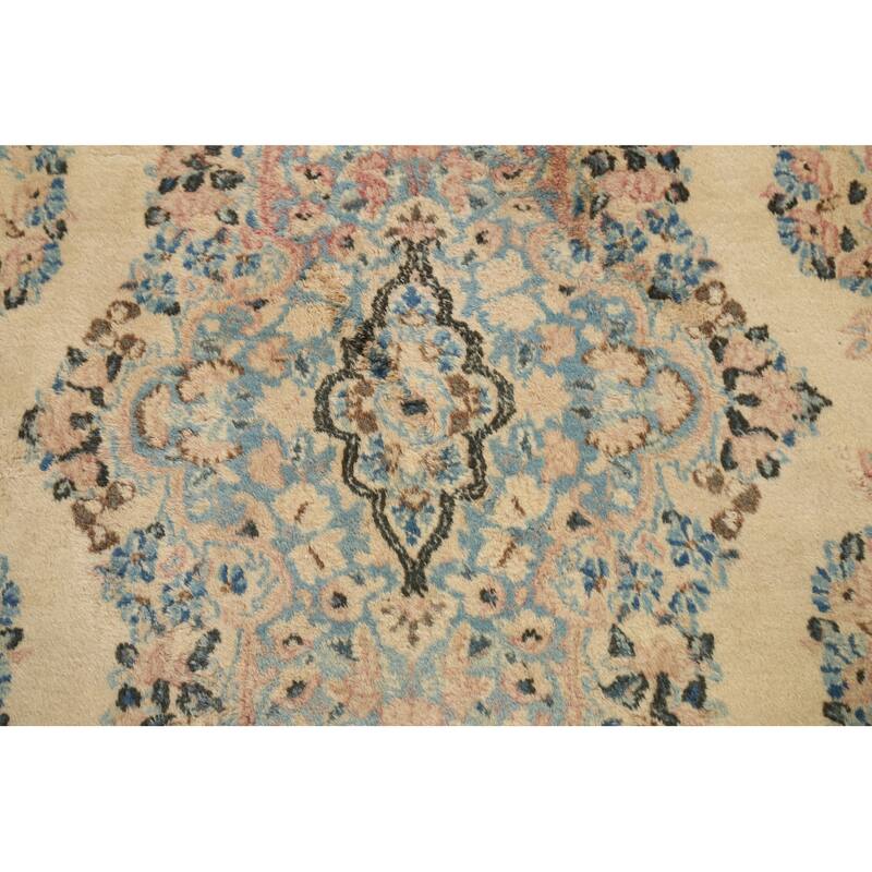 Vegetable Dye Floral Kerman Persian Area Rug Handmade Wool Carpet - 8'9" x 11'5"