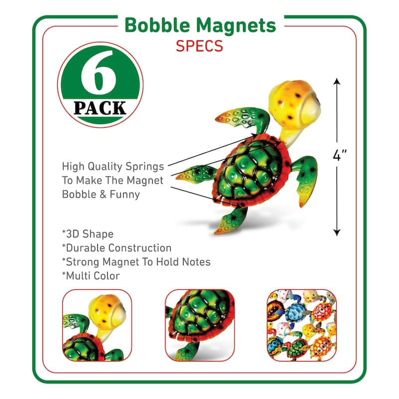 CoTa Global Sea Turtle Refrigerator Bobble Magnets Set of 6