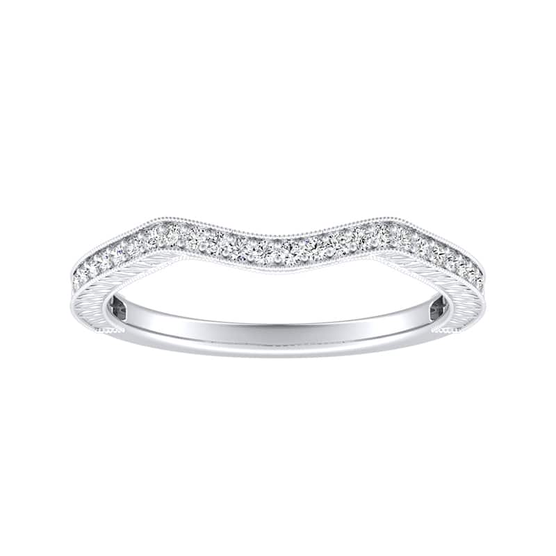 Auriya 1/8ctw Vintage Curved Diamond Wedding Band 18k Gold