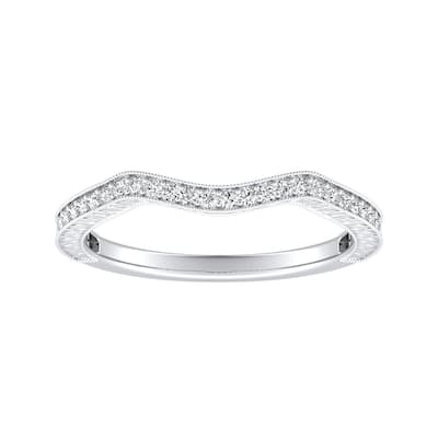 Auriya 1/8ctw Vintage Curved Diamond Wedding Band 18k Gold