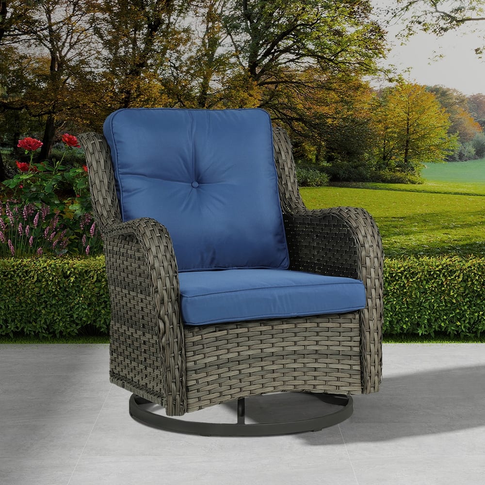 Patio Rattan Chairs Outdoor Wicker Swivel Rocker with Cushion