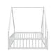 preview thumbnail 6 of 7, Full Size Wood House-Shaped Floor Bed with Fence and Guardrails, White