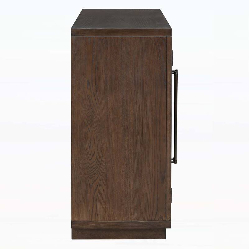 4-Door Large Storage Sideboard Buffet Cabinet with Glass Doors and Arched Design