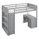 preview thumbnail 18 of 18, Twin Size Loft Bed with Ladder, Shelves, Solid Wood Loft Bed Frame with 4-Drawers Desk, Box Spring No Required