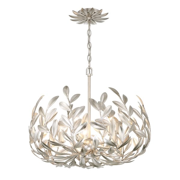 slide 2 of 5, Broche 5 Light Antique Silver Chandelier