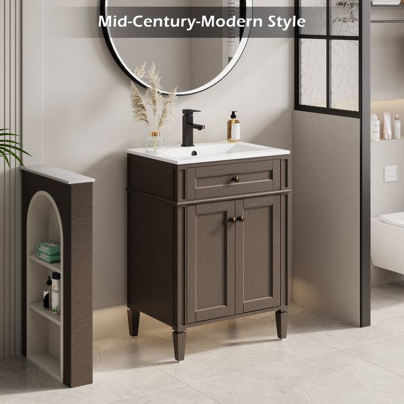 Retro Bathroom Vanity W/ Drop in Sink Combo Cabinet Set