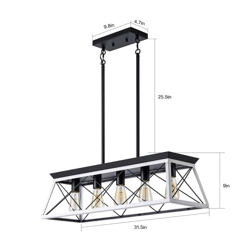 31.5in Dimmable 5-Light Farmhouse Chandeliers For Dining Room No Bulb
