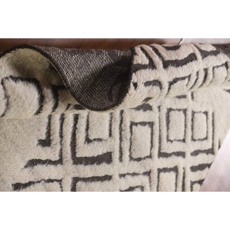 Trellis Moroccan Indian Area Rug Hand-Knotted Wool Carpet - 5'2"x 7'11"