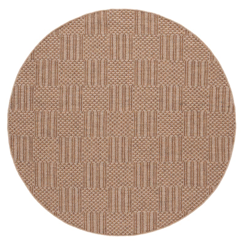 SAFAVIEH Sisal Thera All-Weather Indoor/Outdoor Waterproof Patio Backyard Rug - 6'7" Round - Natural/Grey