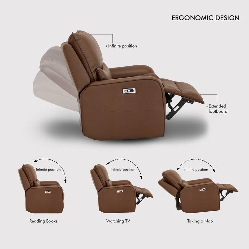 94.5'' W Faux Leather Dual-Power Oversized Width Seat Loveseat with Wireless Charging, Reading Light