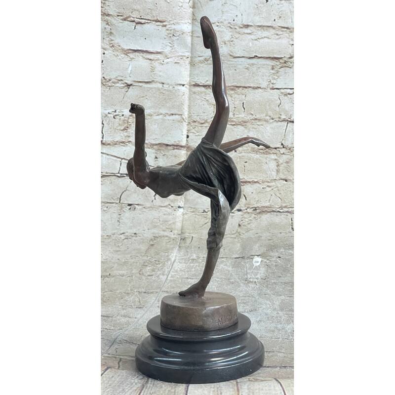 Hot Cast Bronze Ballerina Dancer Girl Sculpture By Aldo Vitaleh On Marble Base
