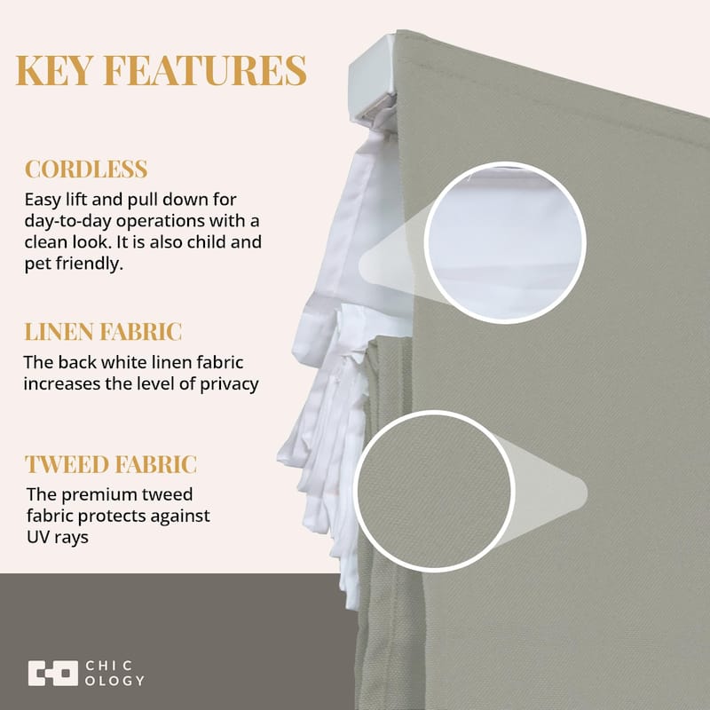 CHICOLOGY Cordless Roman Shades Style and Privacy