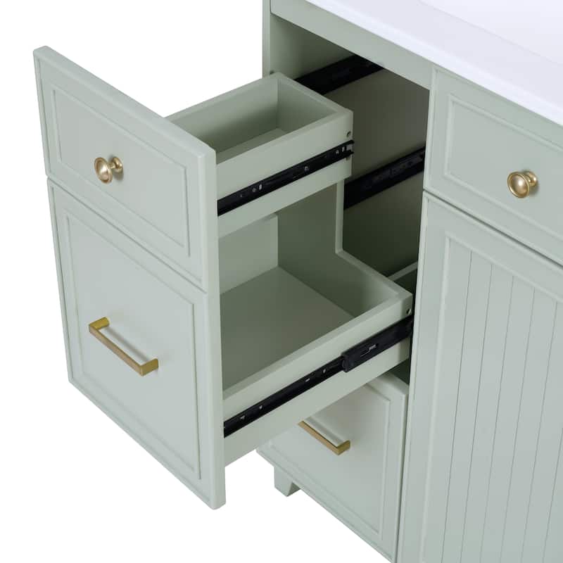 Roomfitters 36" Bathroom Vanity with Ceramic Sink, Soft Close Doors, Adjustable Shelves, Standard & Double Drawers