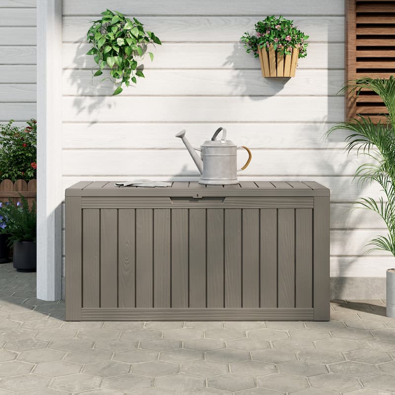 80 Gal. Resin Outdoor Patio Storage Deck Box - Light Coffee