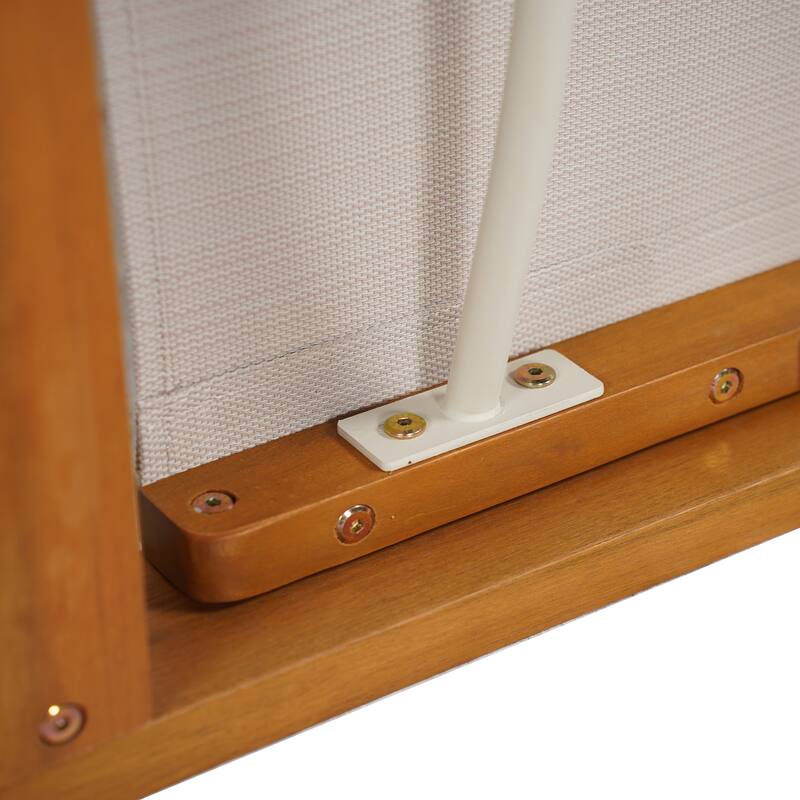 Roomfitters Outdoor Adjustable Chaise Lounge Chair, Poolside Relaxation Lounger with Acacia Frame