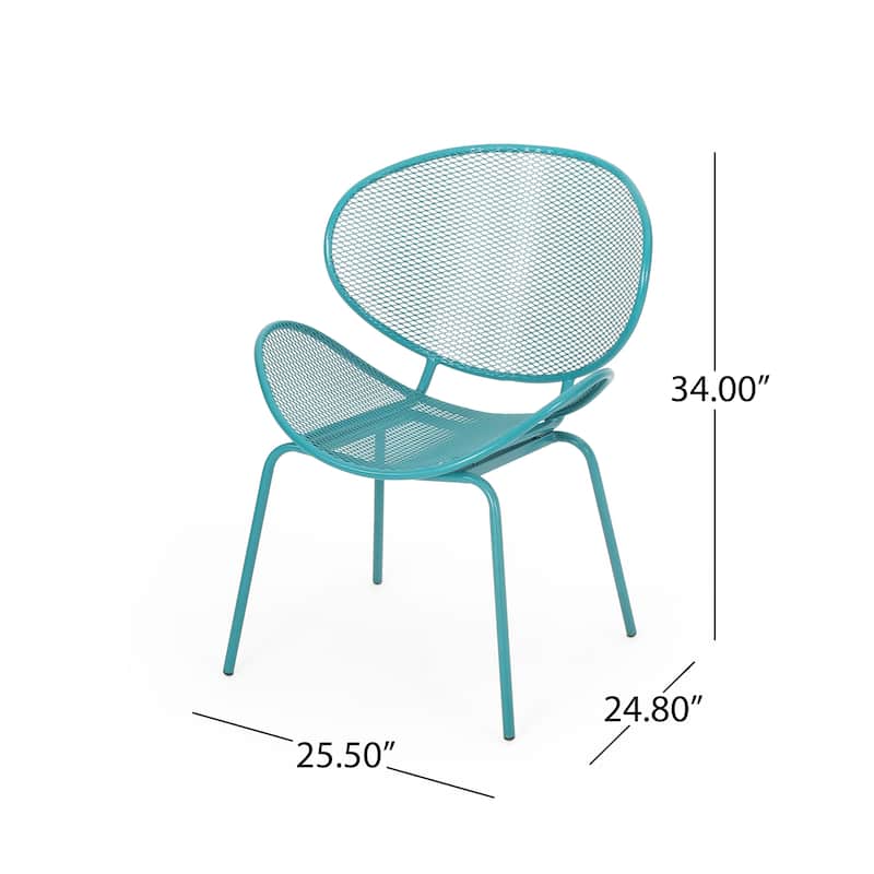 Roomfitters Modern Accent Chair, Stylish Mesh Patio Seating, Lightweight Durable Design for Comfort, Teal (Set of 2)