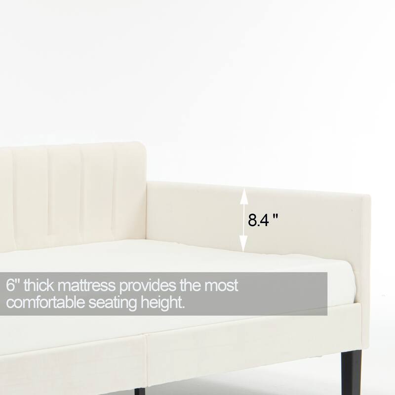 Velvet Upholstered Daybed, Ribbed Tufted Backrest