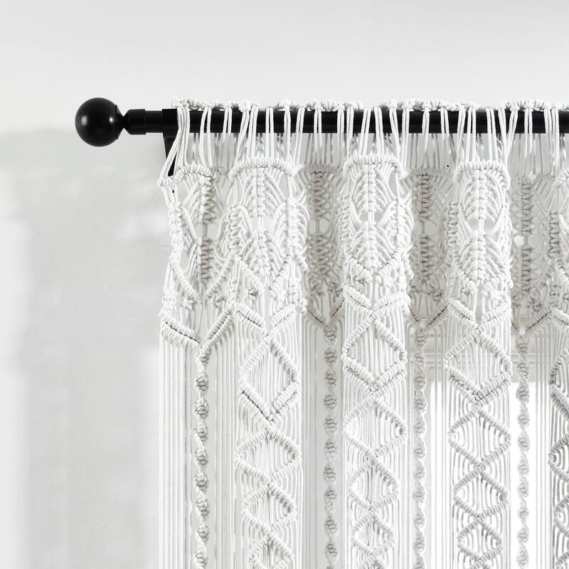 Lush Decor Boho Macrame Textured Cotton Window Curtain/Room Divider/Doorway/Wall Decor