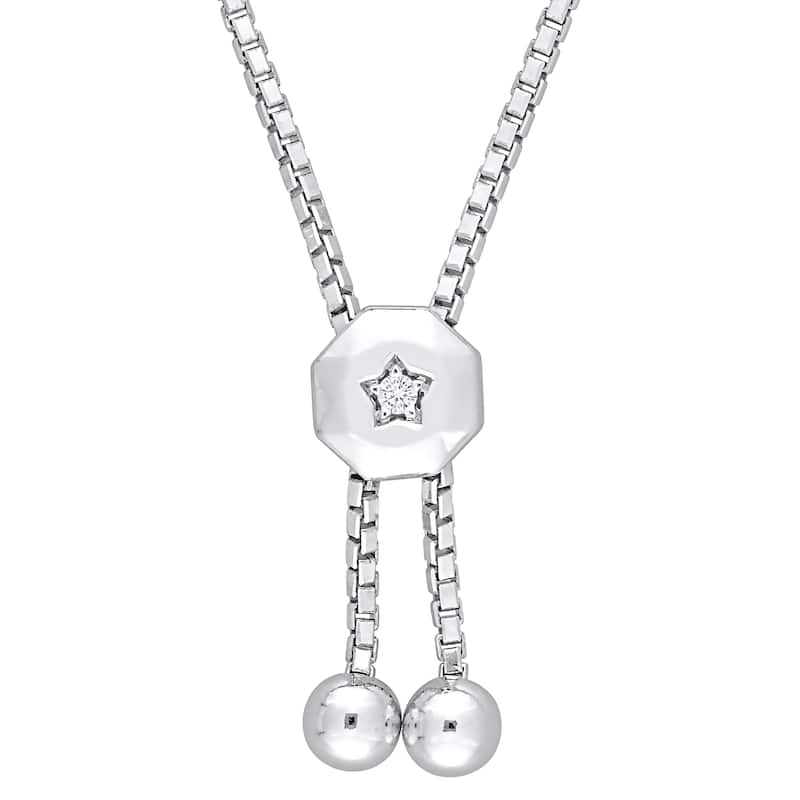 Miadora 14k White Gold Diamond Necklace 18.5" to 36"