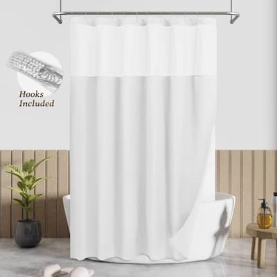 Waffle Weave Shower Curtain with Snap-in Liner 12 Hooks Included