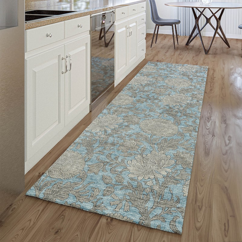 Premium Washable Super Soft Floral Mayfield Rug - Blue - 2' 3" x 7' 6" - Runner