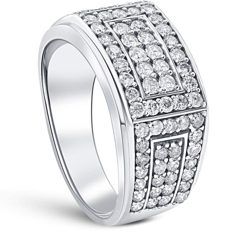 VS 2Ct Lab Grown Diamond Mens Ring in 10k White or Yellow Gold