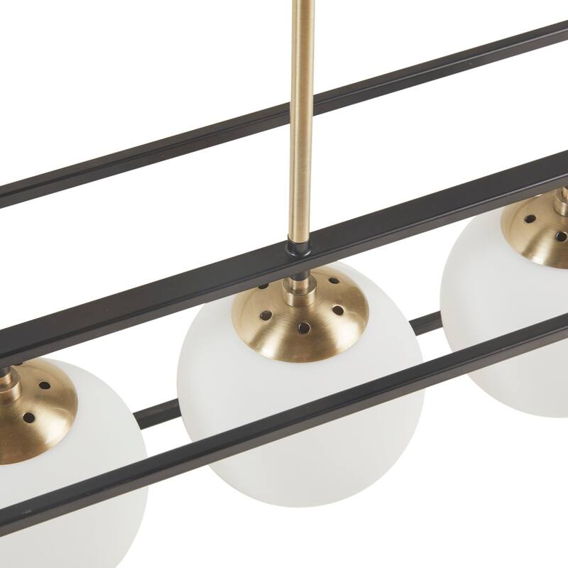 INK+IVY Helena 6-Light Frosted Glass Globe Linear Chandelier