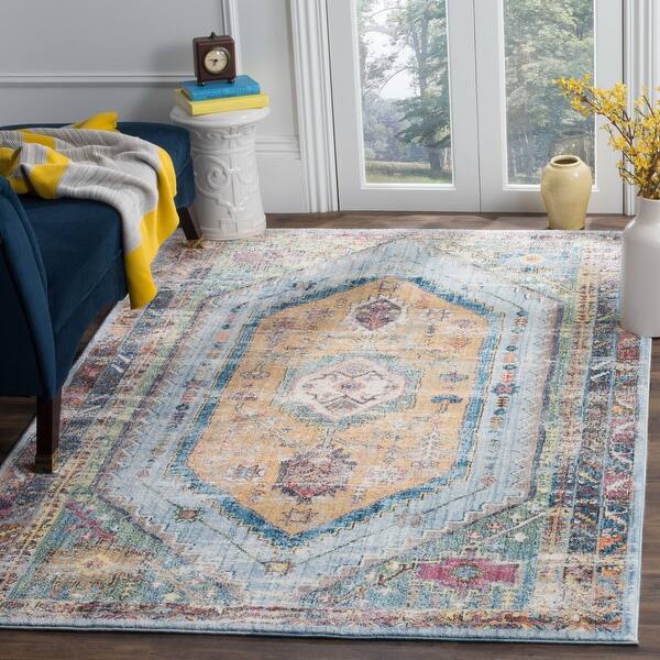 slide 2 of 14, SAFAVIEH Bristol Dema Vintage Boho Oriental Polyester Rug 3' x 5' - Blue/Camel