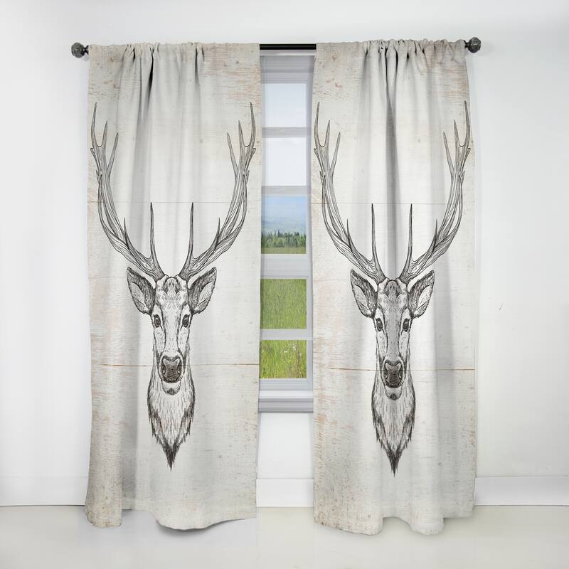 Designart 'Deer Wild and Beautiful IV' Farmhouse Blackout Curtain Single Panel