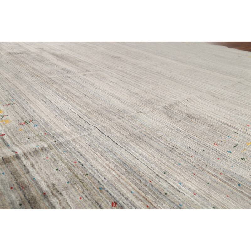 Striped Gabbeh Square Area Rug Handmade Wool Carpet - 9'9"x 9'7"