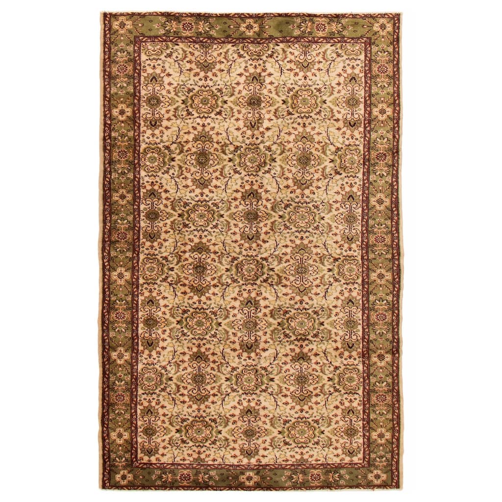 ECARPETGALLERY Hand-knotted Melis Vintage Ivory Wool Rug - 5'9 x 9'1