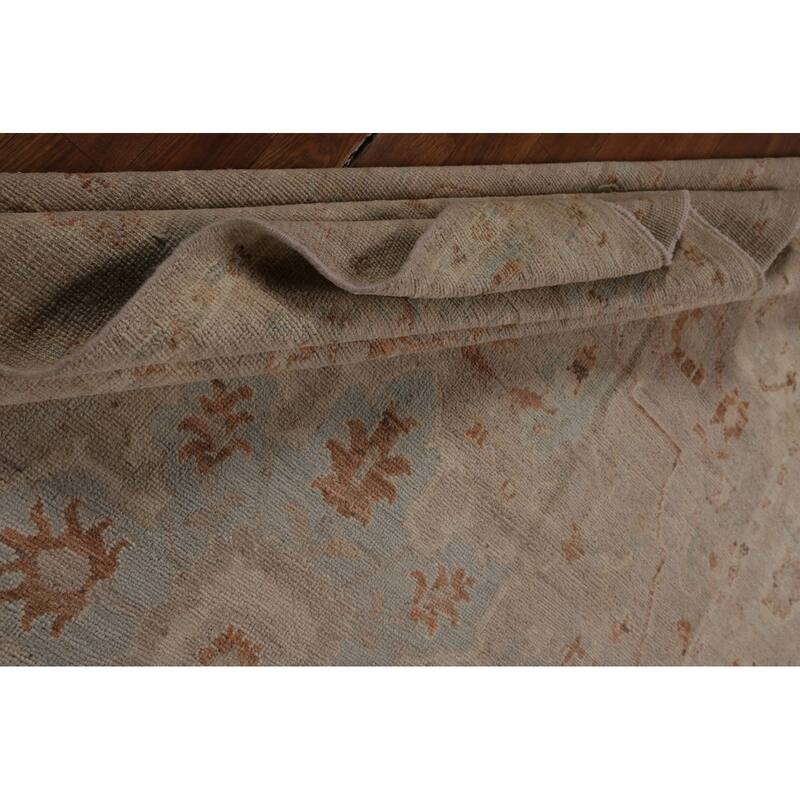 Floral Vegetable Dye Oushak Turkish Large Rug Hand-Knotted Wool Carpet - 10'3"x 13'9"