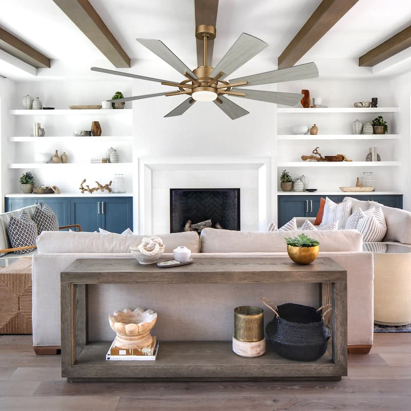 60" Antique Brass Farmhouse Windmill Ceiling Fan with Light and Remote