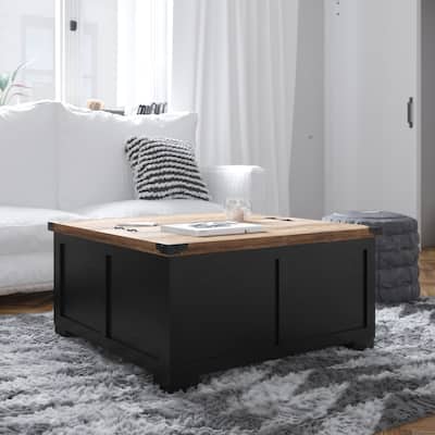 Farmhouse Coffee Table with Hinged Lift Top and Storage