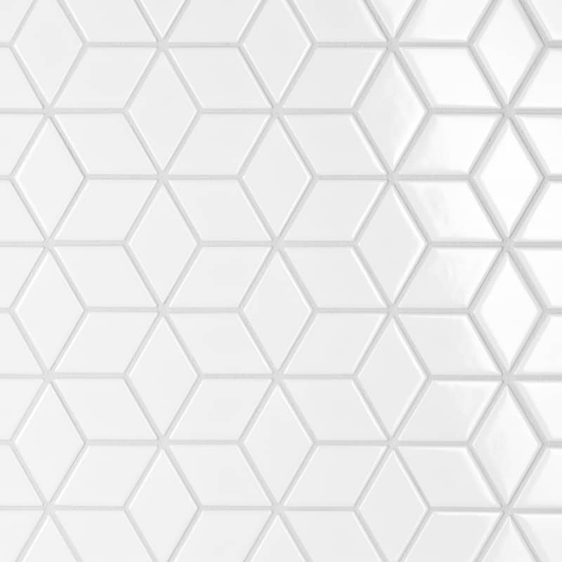 Merola Tile Metro Rhombus Glossy White 10-1/2" x 12-1/8" Porcelain Floor and Wall Tile