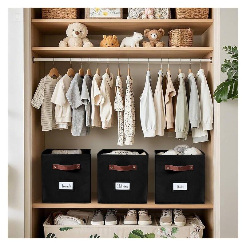 Cube Storage Bin with Labels, Fabric Storage Cubes