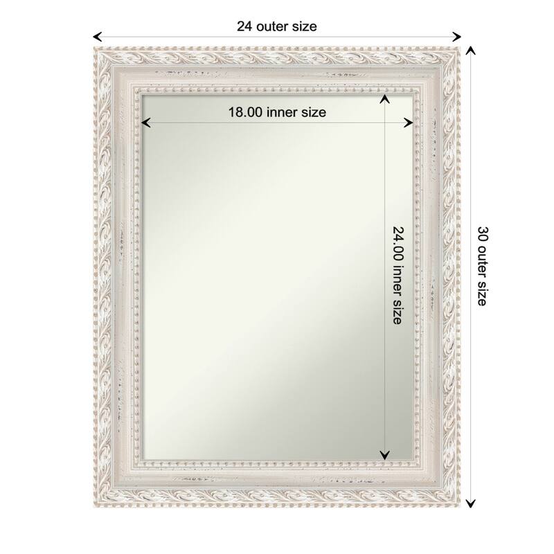 Opera Off White Non-Beveled Wood Framed Wall Mirror - Opera Off White - Glass Size 18x24
