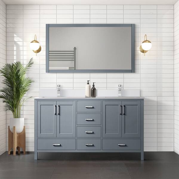 Artemis 72 in. W x 22 in. D x 34 in. H Double Bath Vanity in Gray with White Quartz Top and White Sinks