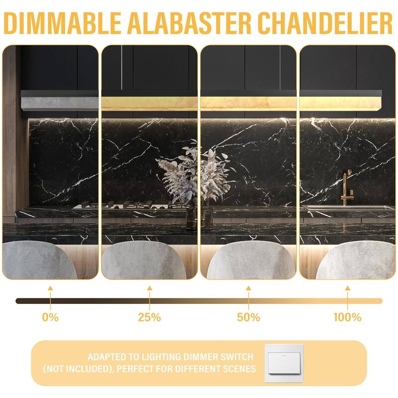 KAYLA Alabaster Pendant Light 1200 - 1800 Matte Black/Gold