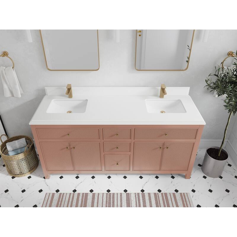 Willow Collections 72 in W x 22 in D Sonoma Free Standing Reeded Double Sink Bathroom Vanity with Countertop