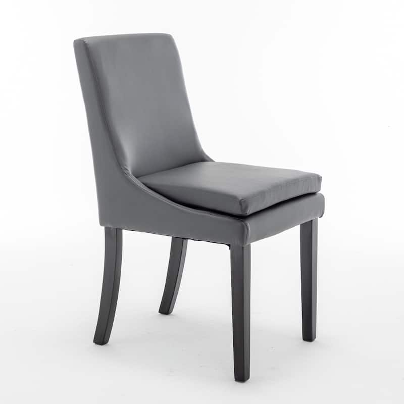 Modern Dining Chairs Set of 2, Upholstered Kitchen & Dining Room Chairs with Solid Wood Legs,Tufted Linen Fabric