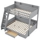 preview thumbnail 20 of 24, Twin over Full Bunk Bed with Storage Shelves, LED Light and a Drawer, Solid Wood Bunk Bedframe with USB Charging Station