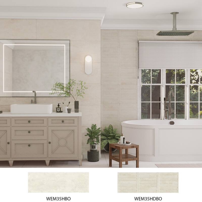 Merola Tile Habanera Bone 11-7/8" x 35-1/2" Fluted Ceramic Wall Tile