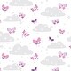 preview thumbnail 5 of 3, Bedtime Originals Butterfly Kisses Pink/White/Gray Cloud/Star Fitted Crib Sheet