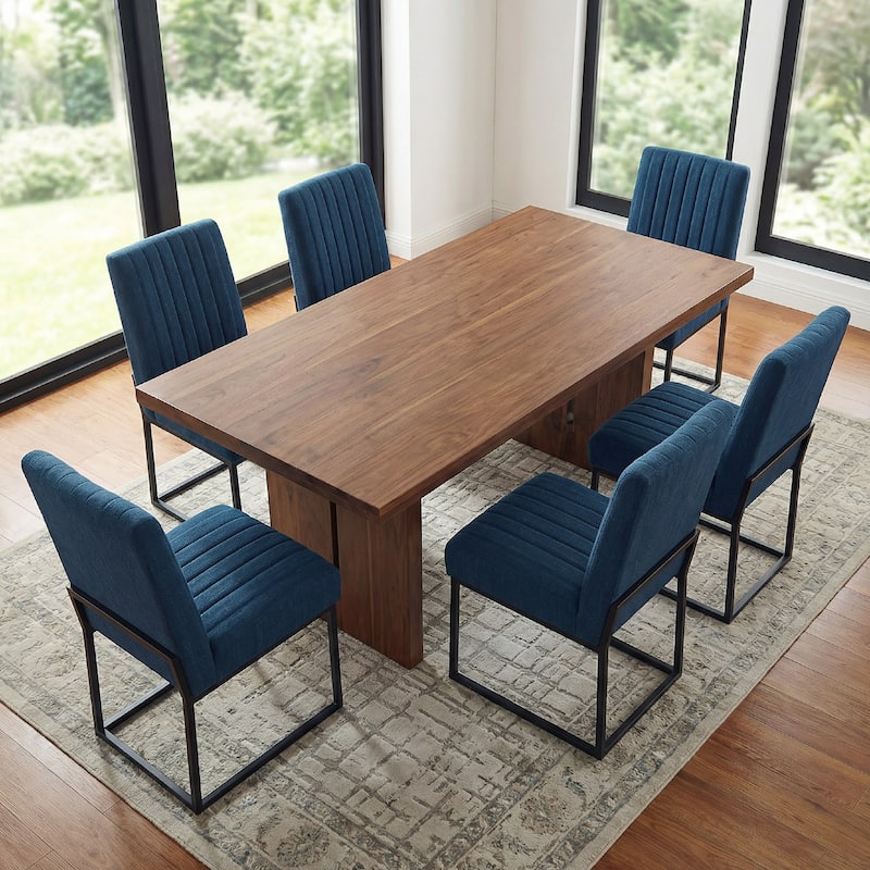 Mid Century Modern Dining Chair with Black Metal Legs