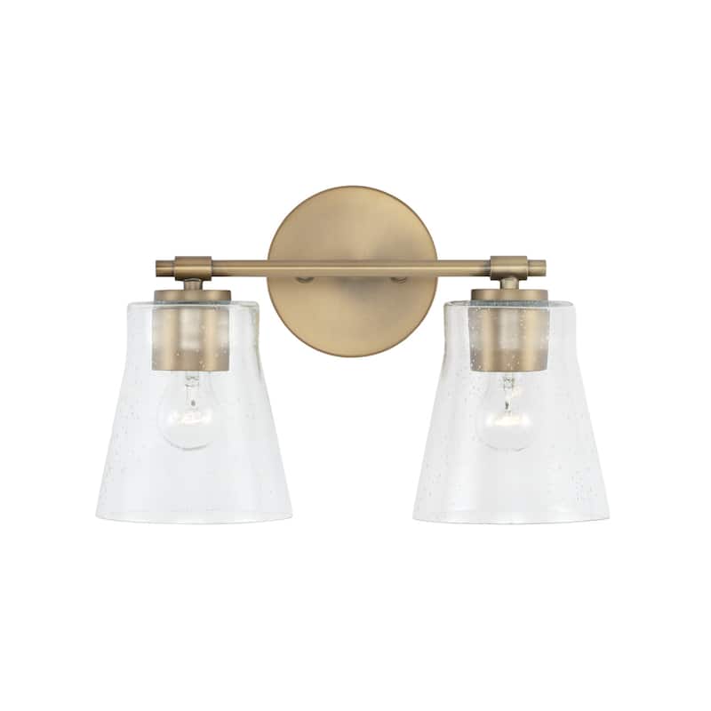 Baker 2-light Bath/ Vanity Fixture w/ Clear Seeded Glass