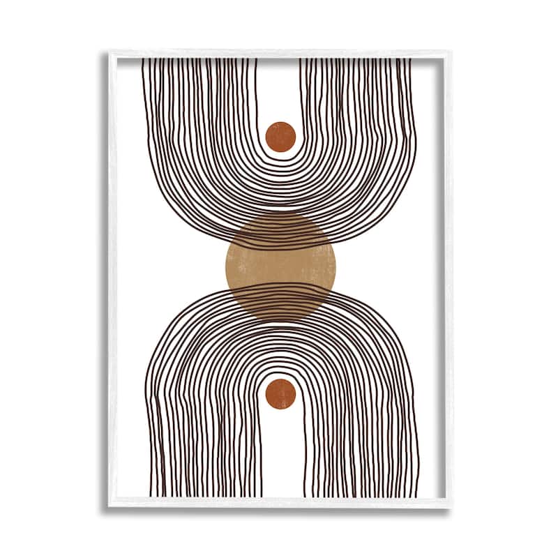 Stupell Asymmetrical Rainbow Reflection Abstract Round Shapes Brown White Framed Wall Art